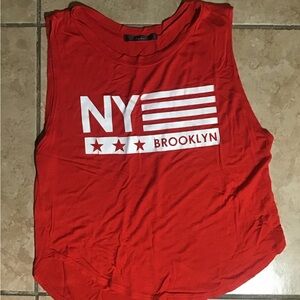 Red Sleeveless Graphic Top
